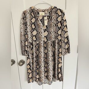 Maeve Anthropologie Snake Print Mini Dress XS Petite Viscose Long Sleeve NWT